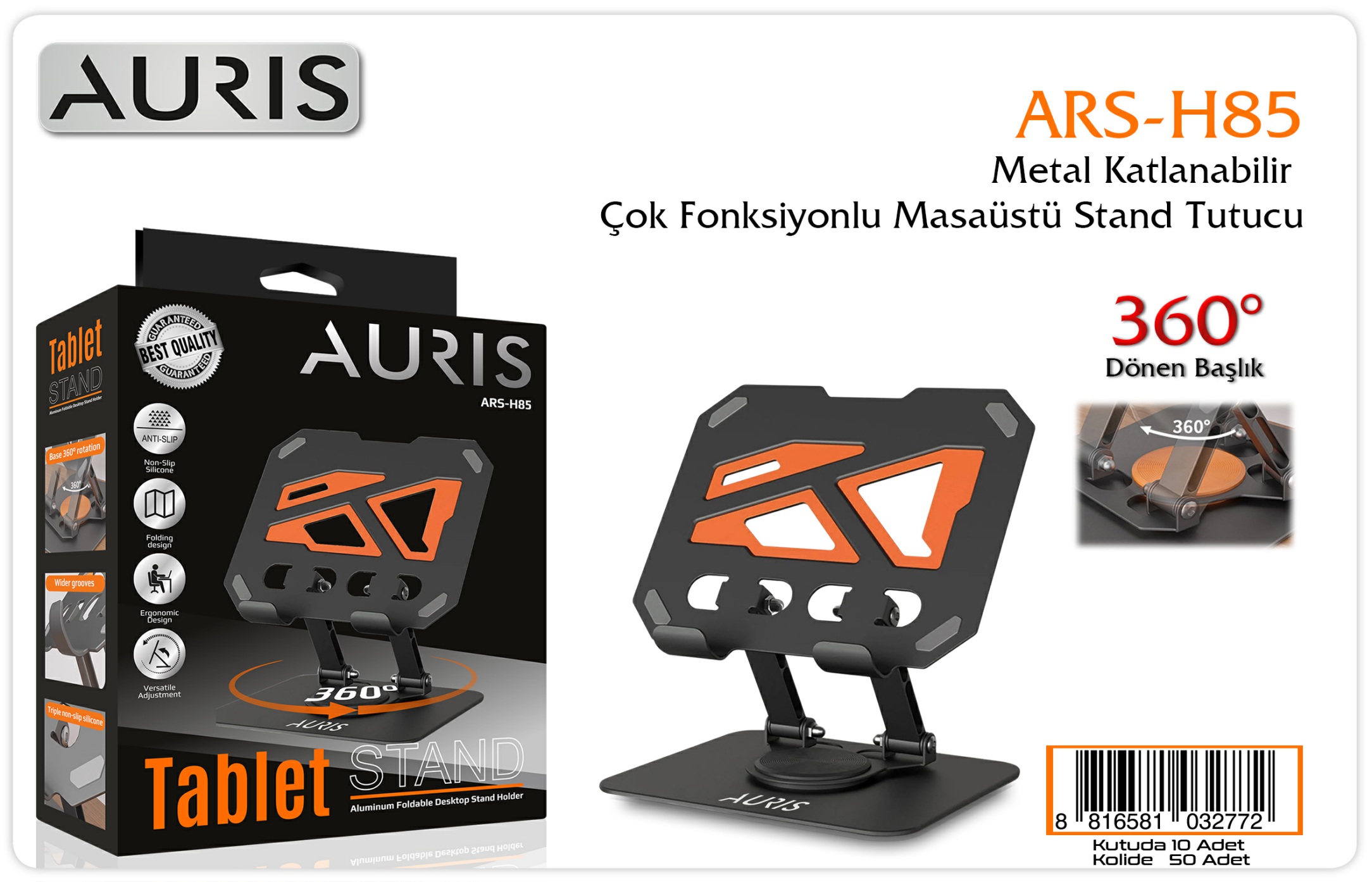 Auris H85 Tablet Tutucu – Metal Masa Üstü Standı